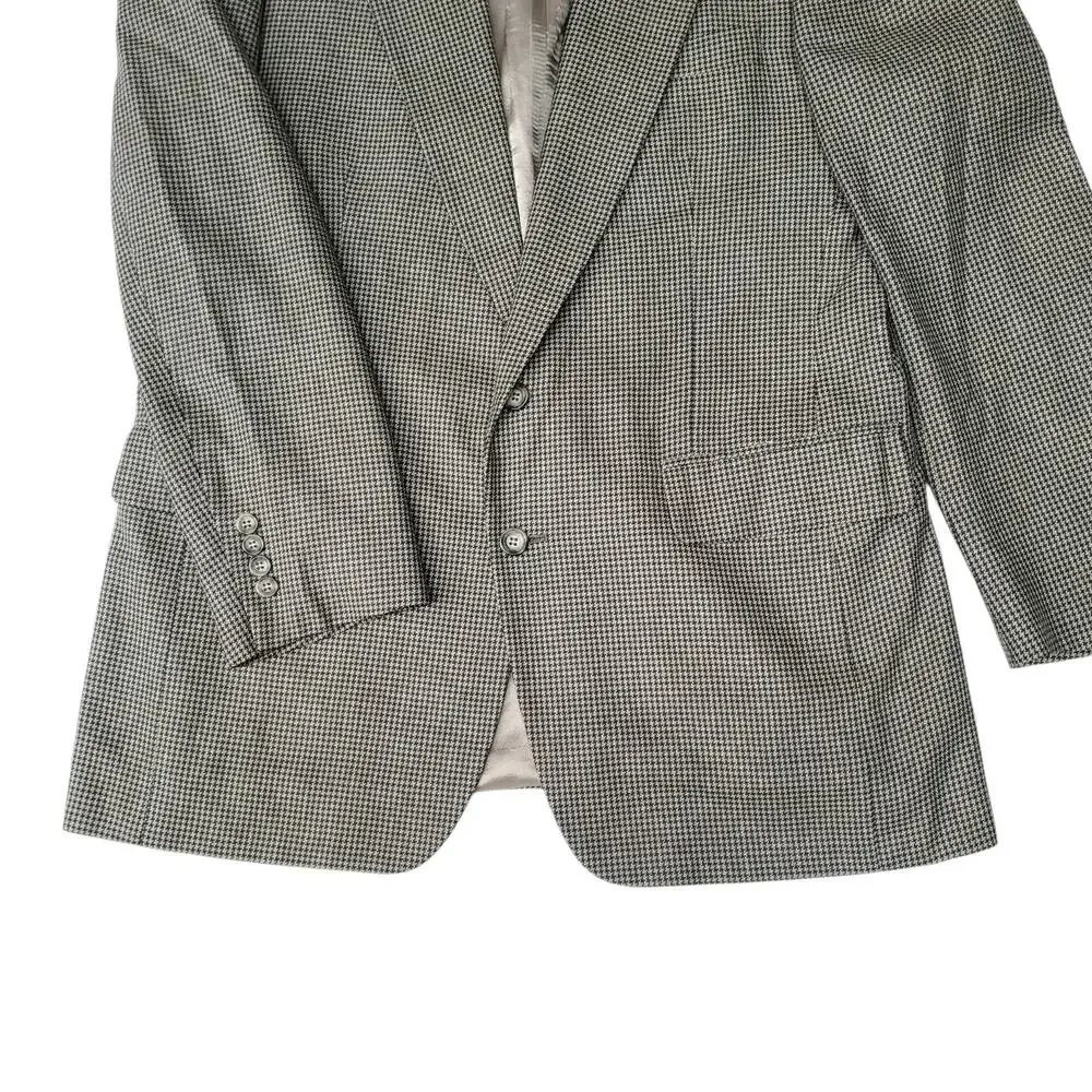 Jos A Bank Preppy Micro Houndstooth Blazer Jacket Sport Coat Blue Executive 42L